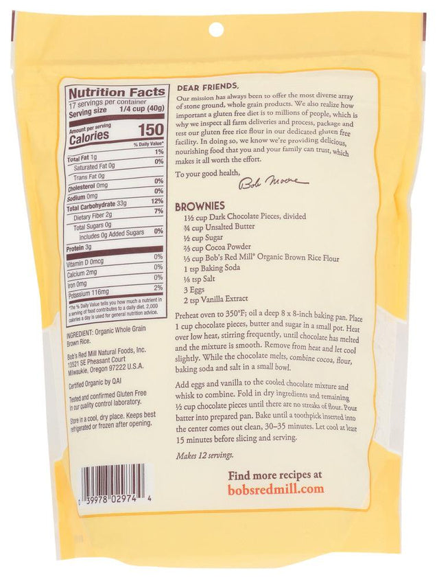 Bob's Red Mill: Organic Brown Rice Flour, 24 Oz - RubertOrganics