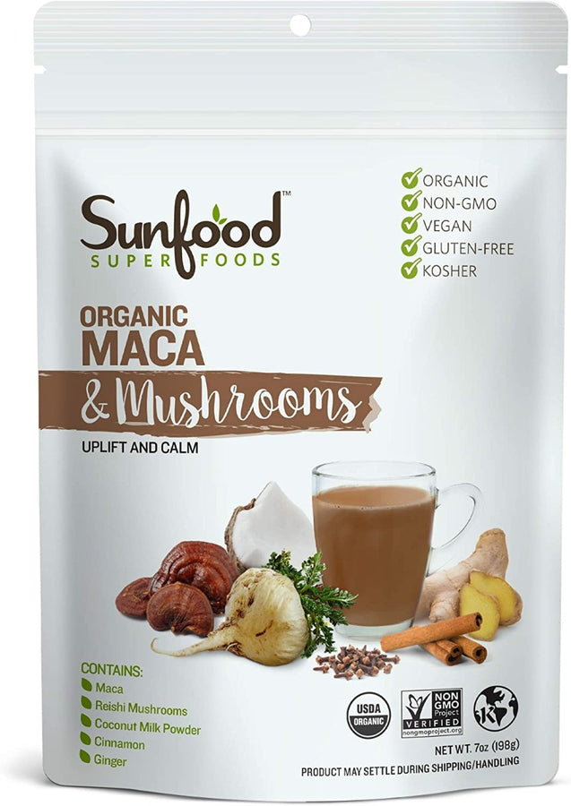 Sunfood Superfoods: Maca & Mushroom Powder Organic, 7 Oz