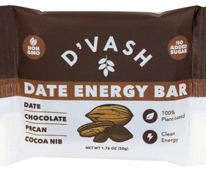 Dvash Organics: Chocolate Pecan Cocoa Nib Date Energy Bar, 1.76 Oz
