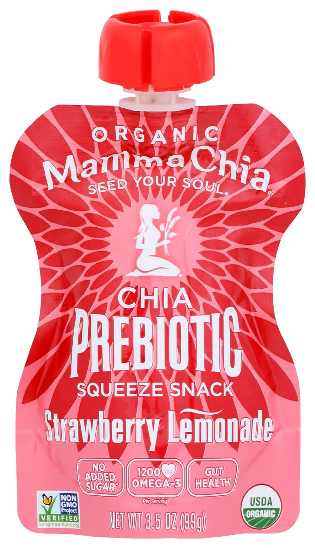 Mammachia: Strawberry Lemonade Organic Chia Prebiotic Squeeze, 3.5 Oz