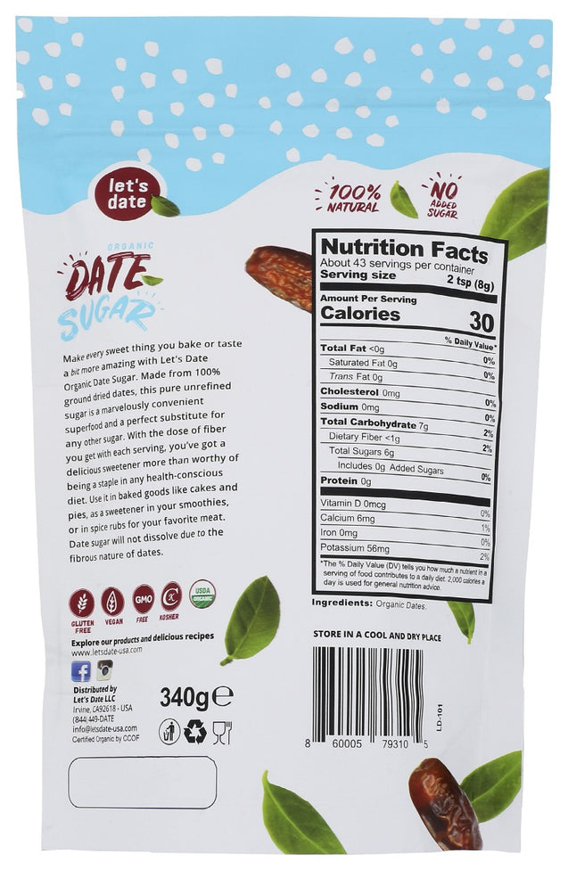 Lets Date: Organic Date Sugar, 12 Oz