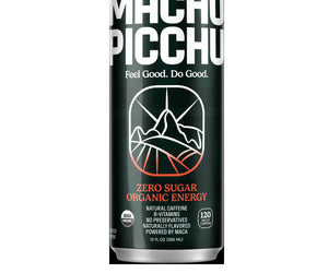 Machu Picchu: Ginger Peach Zero Sugar Organic Energy Drink, 12 Fo