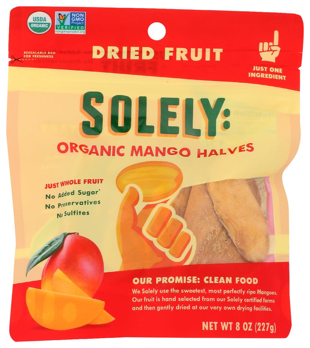 Solely: Organic Dried Mango Halves, 8 Oz