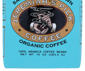 Jeremiahs Pick Coffee: Coffee Whole Bean Decaffeinated Water Process Organic, 10 Oz
