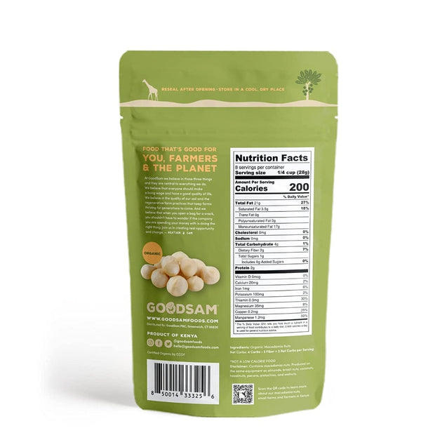 Goodsam: Organic Macadamia Nuts Raw Unsalted, 8 Oz