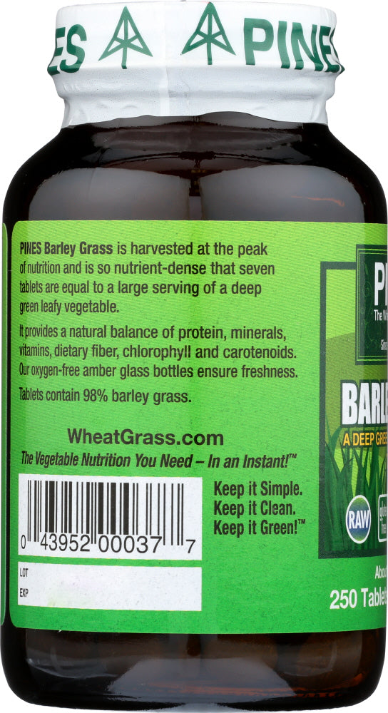 Pines Wheat Grass: Barley Grass 500mg Organic, 250 Cp