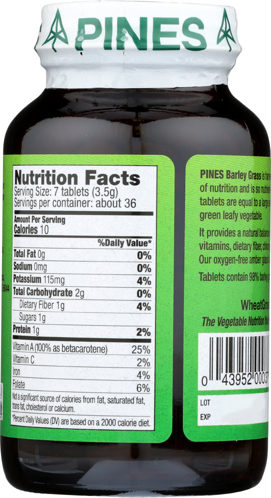 Pines Wheat Grass: Barley Grass 500mg Organic, 250 Cp