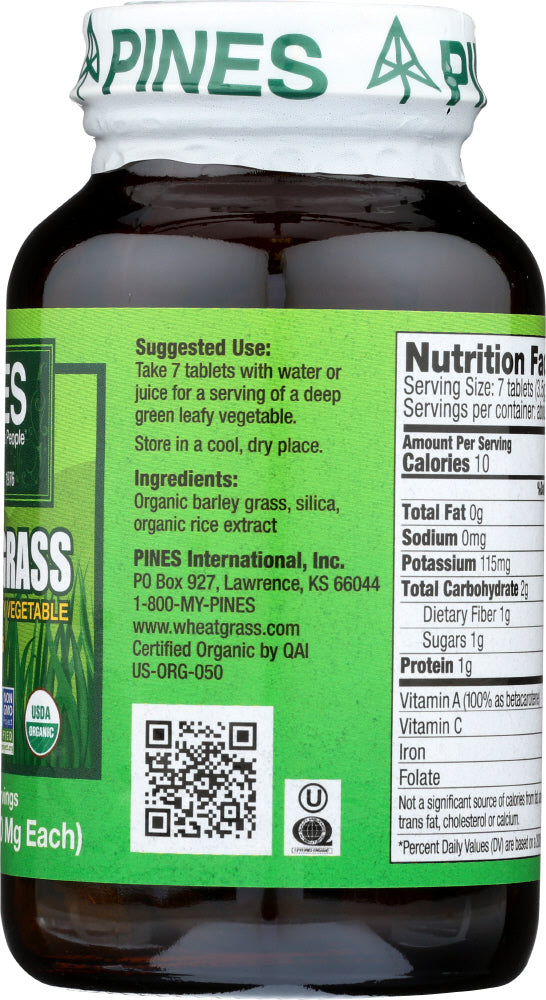 Pines Wheat Grass: Barley Grass 500mg Organic, 250 Cp