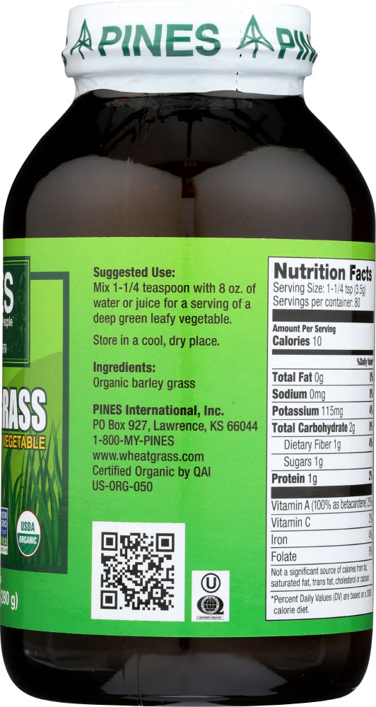 Pines Wheat Grass: Barley Grass Powder Organic, 10 Oz