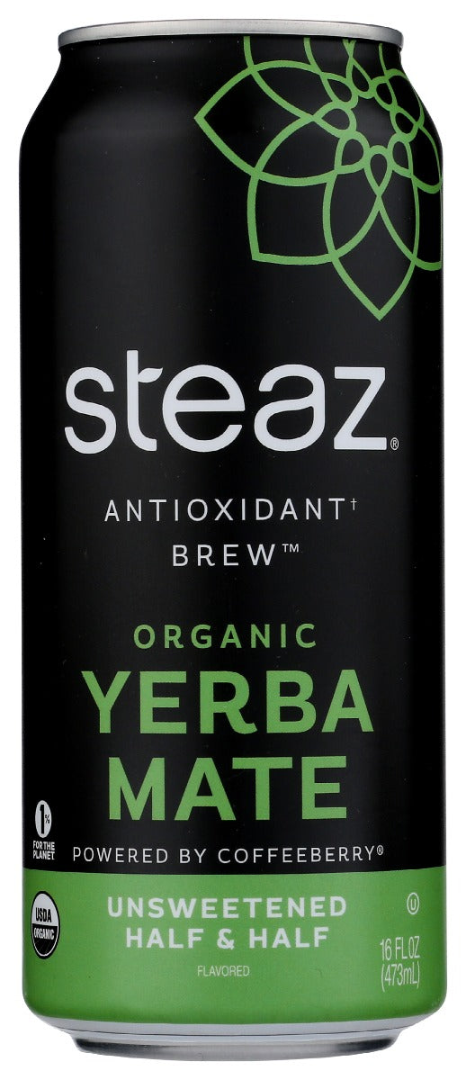 Steaz: Organic Unsweetened Half & Half Yerba Mate, 16 Oz