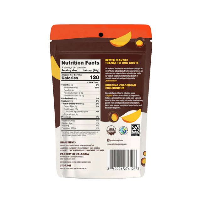 Solento Organics: Dark Chocolate Mango Bites, 4 Oz