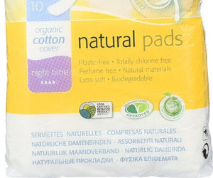 Natracare: Organic & Natural Maxi Pads Night Time, 10 Pc - RubertOrganics