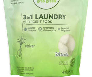 Grabgreen: 3-in-1 Laundry Detergent Vetiver 24 Loads, 15.2 Oz - RubertOrganics