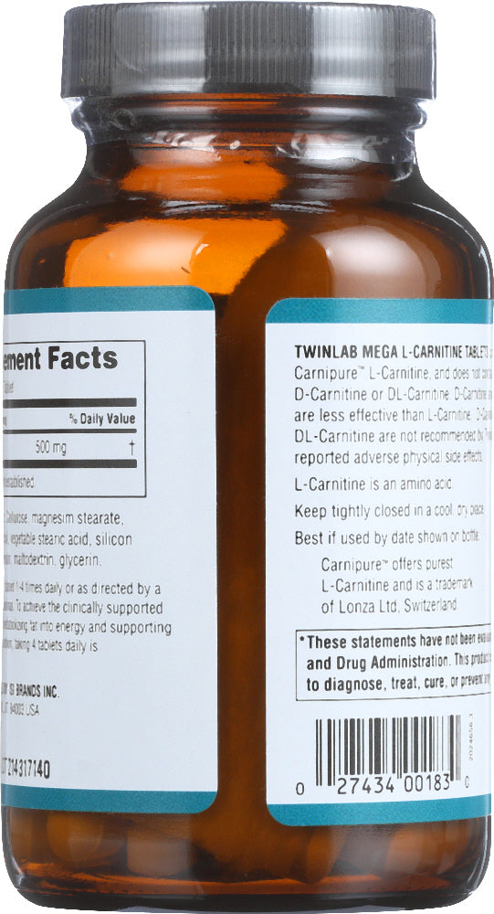 Twinlab: Mega L-carnitine 500 Mg, 60 Tablets