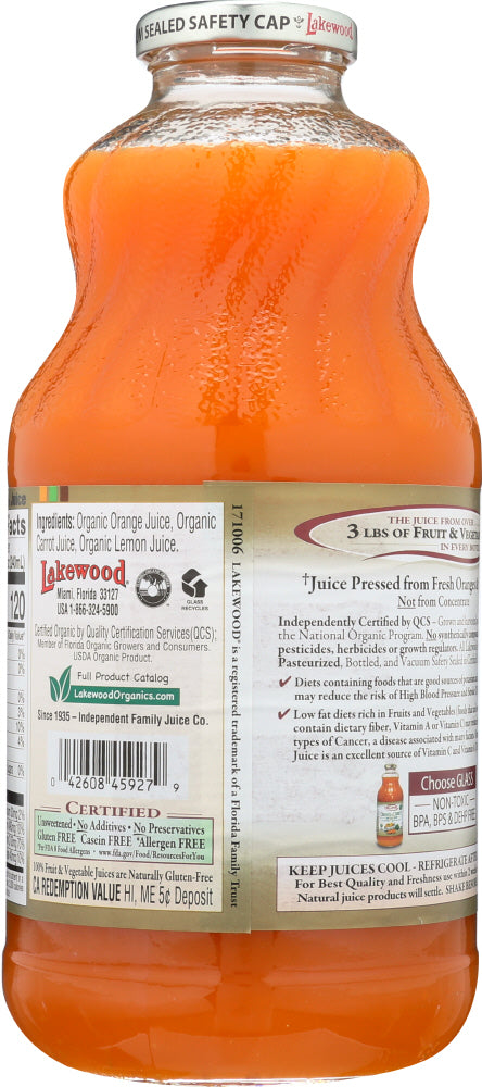 Lakewood: Organic Orange & Carrot Juice, 32 Oz