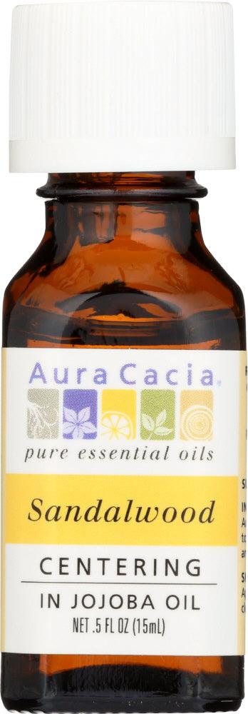 Aura Cacia: Sandalwood In Jojoba Oil, 0.5 Oz - RubertOrganics