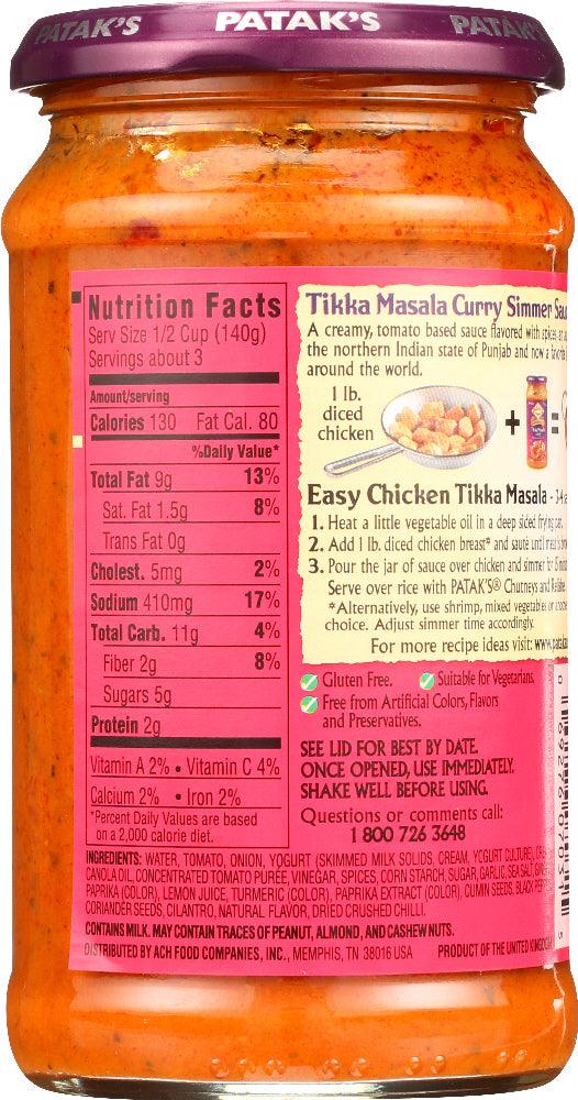 Patak's: Tikka Masala Curry Cooking Sauce, 15 Oz - RubertOrganics