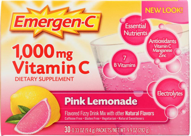 Emergen-c: Vitamin C Fizzy Drink Mix Pink Lemonade, 30 Packets - RubertOrganics