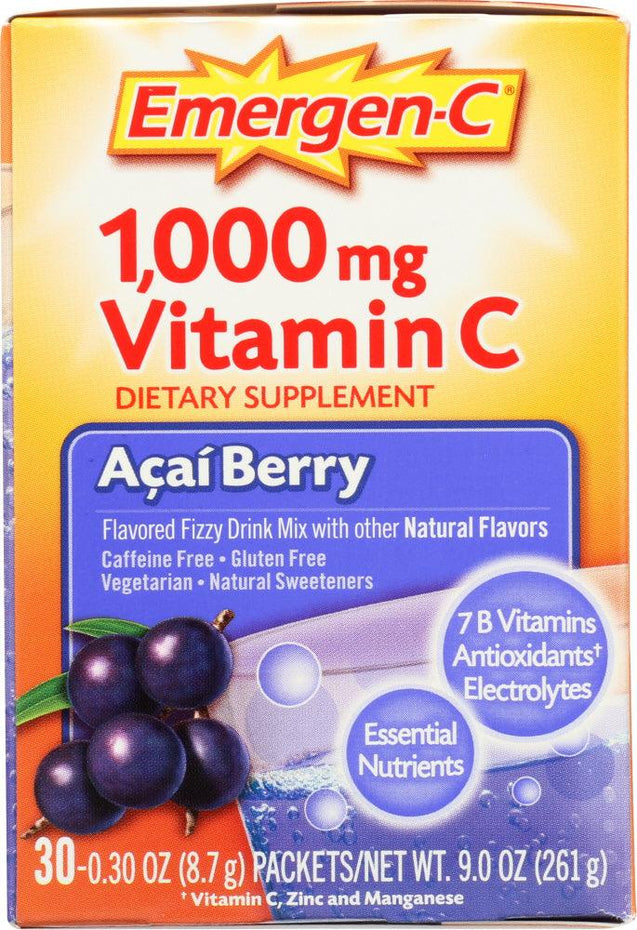 Emergen-c: 1000 Mg Vitamin C Acai Berry 30 Packets, 8.9 Oz - RubertOrganics