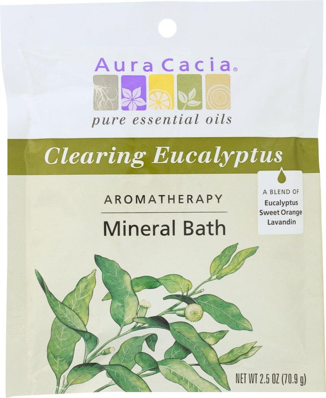 Aura Cacia: Aromatherapy Mineral Bath Clearing Eucalyptus, 2.5 Oz - RubertOrganics