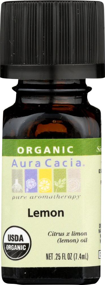 Aura Cacia: Organic Lemon Essential Oil, 0.25 Oz - RubertOrganics