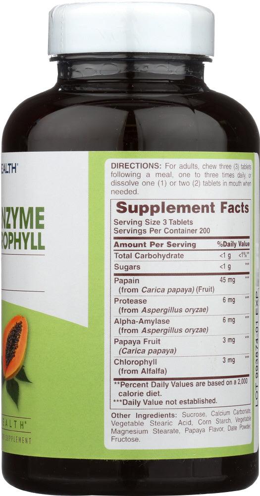 American Health: Papaya Enzyme With Chlorophyll Chewable, 600 Tablets - RubertOrganics