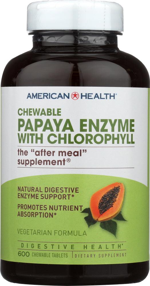 American Health: Papaya Enzyme With Chlorophyll Chewable, 600 Tablets - RubertOrganics