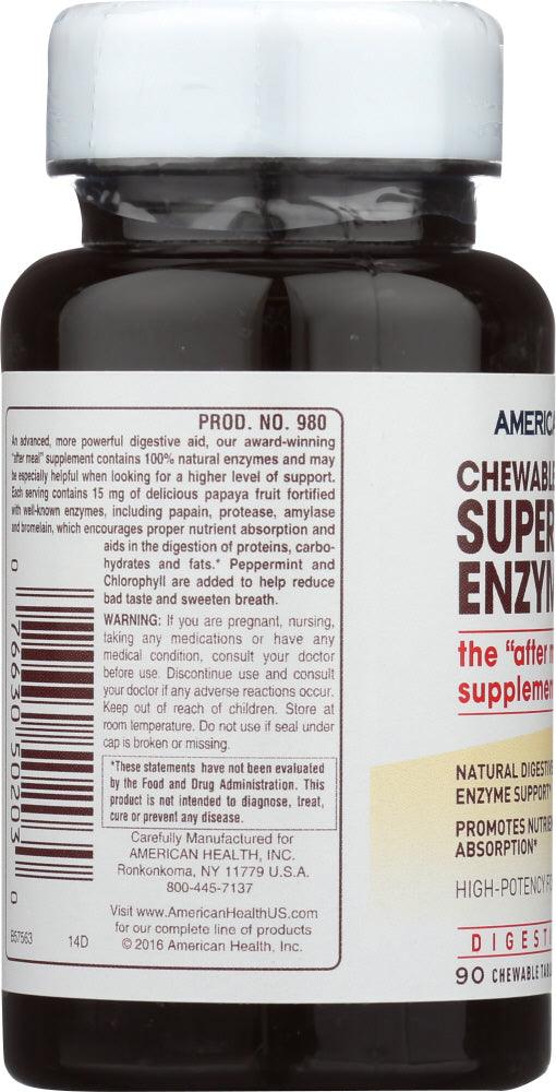 American Health: Chewable Super Papaya Enzyme Plus, 90 Tablets - RubertOrganics