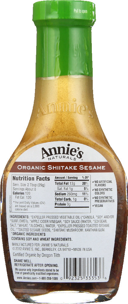 Annie's Naturals: Organic Dressing Shiitake Sesame, 8 Oz