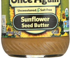Once Again: Organic Sunflower Seed Butter Unsweetened & Salt Free, 16 Oz