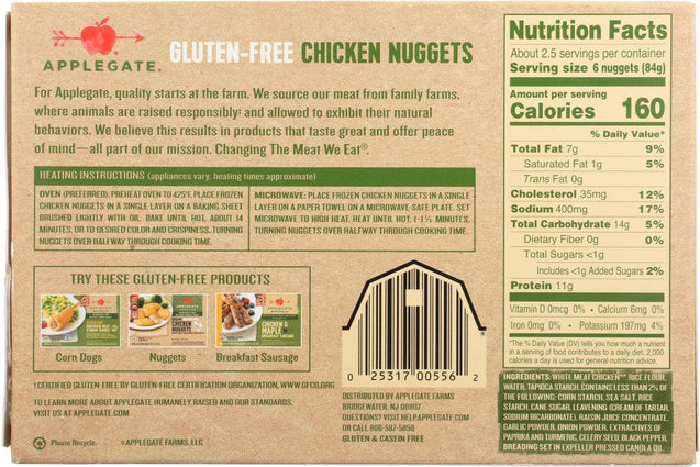 Applegate Naturals:  Gluten Free Chicken Nuggets, 8 Oz - RubertOrganics