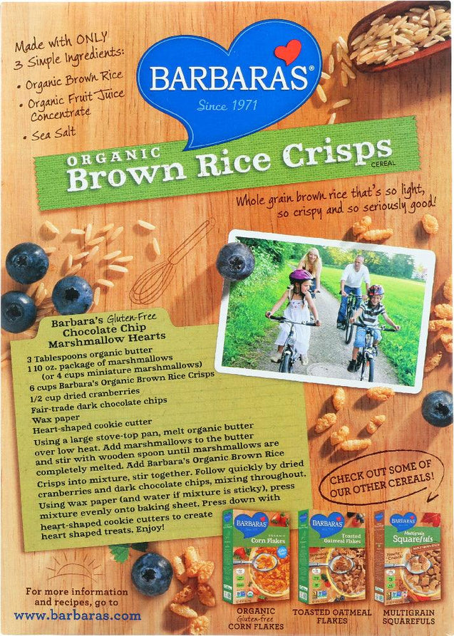 Barbara's: Organic Brown Rice Crisps Cereal, 10 Oz - RubertOrganics