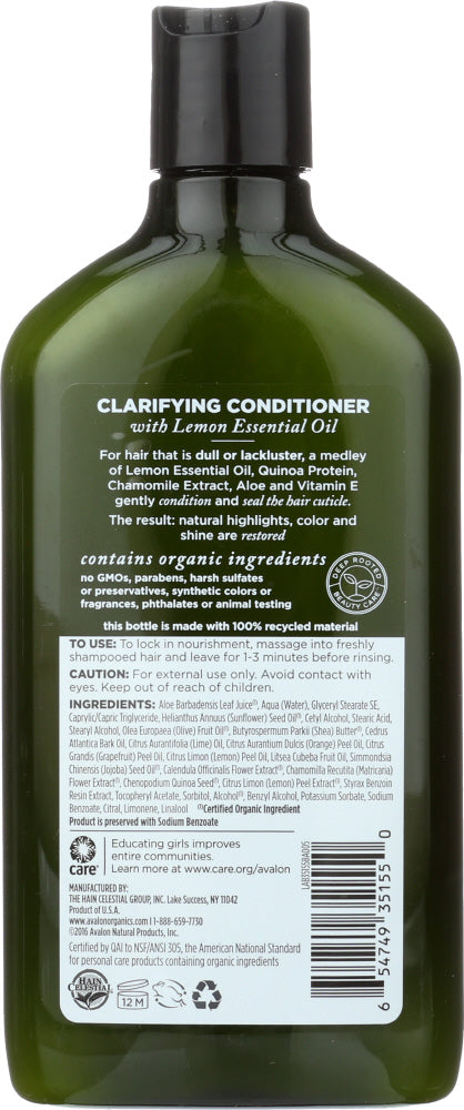 Avalon Organics: Conditioner Clarifying Lemon, 11 Oz