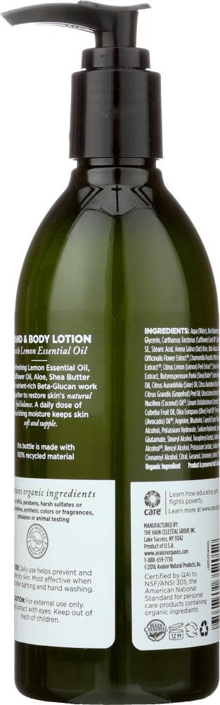 Avalon Organics: Hand And Body Lotion Lemon, 12 Oz - RubertOrganics