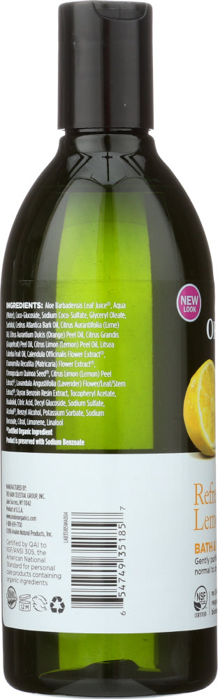 Avalon Organics: Bath & Shower Gel Lemon, 12 Oz