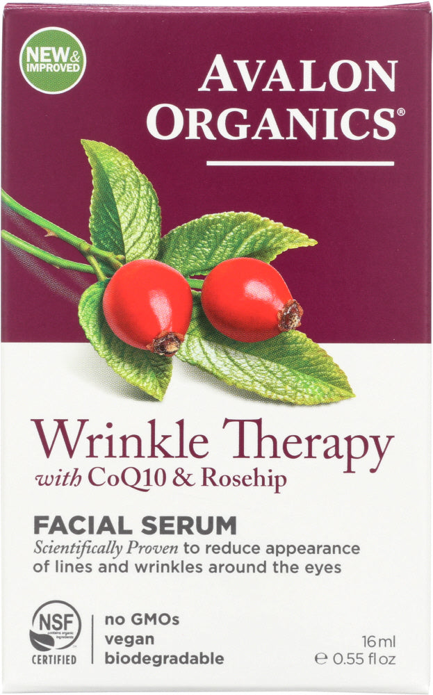 Avalon Organics: Wrinkle Therapy With Coq10 & Rosehip Facial Serum, 0.55 Oz