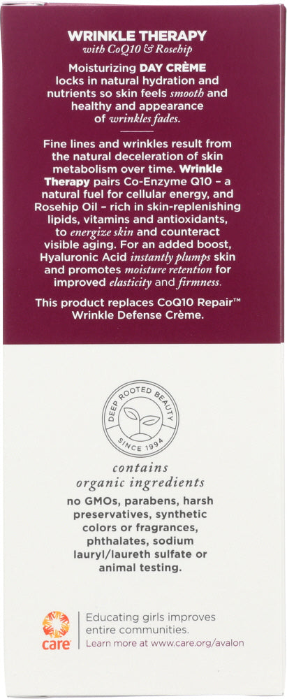 Avalon Organics: Wrinkle Therapy With Coq10 & Rosehip Day Creme, 1.75 Oz