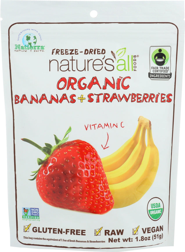 Nature's All: Organic Freeze Dried Bananas + Strawberries, 1.8 Oz