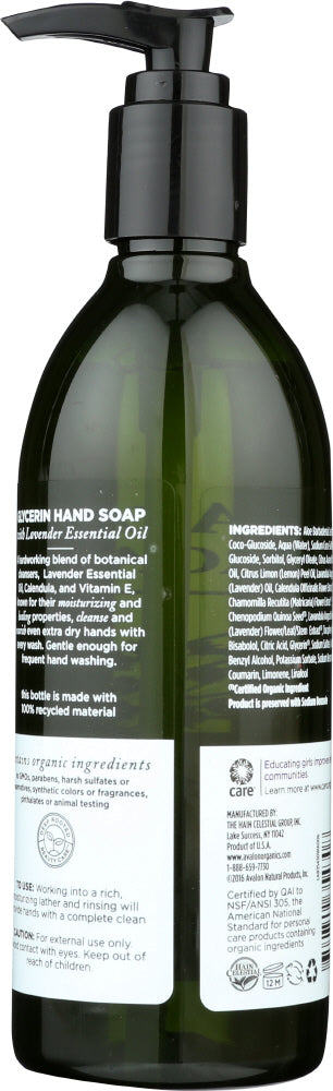 Avalon Organics: Glycerin Liquid Hand Soap Lavender, 12 Oz