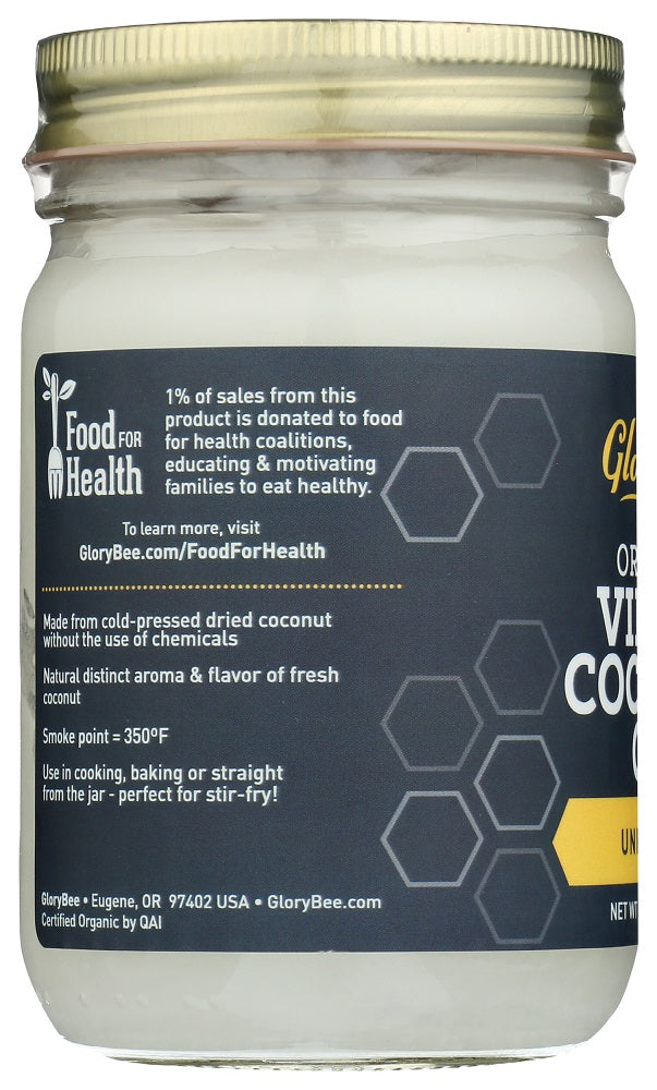 Glory Bee: Organic Virgin Coconut Oil Unrefined, 12 Oz