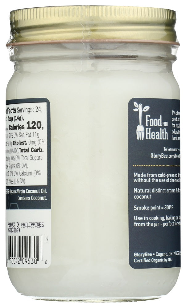 Glory Bee: Organic Virgin Coconut Oil Unrefined, 12 Oz