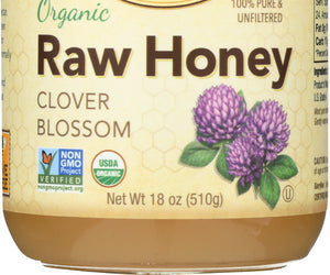 Glory Bee: Organic Raw Honey Clover Blossom, 18 Oz