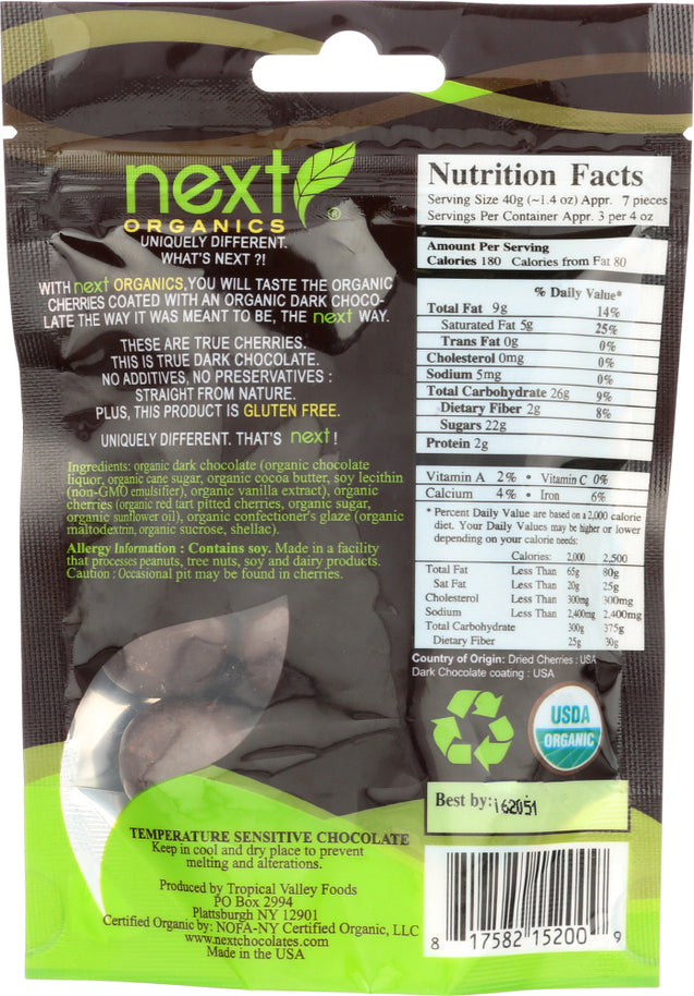 Next Organics: Dark Chocolate Covered Cherry, 4 Oz