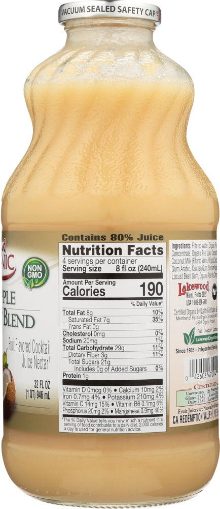 Lakewood: Organic Pineapple Coconut Pina Colada, 32 Oz