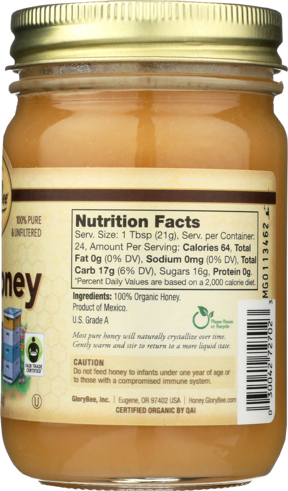 Glory Bee: Raw Organic Fair Trade Honey, 18 Oz