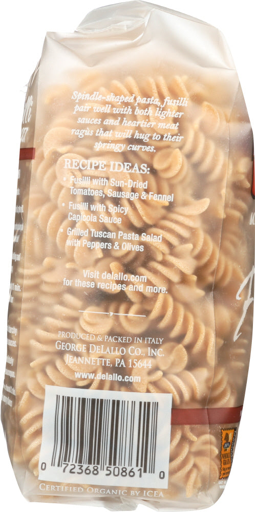 Delallo: Organic Whole Wheat Fusilli Pasta No.27, 16 Oz