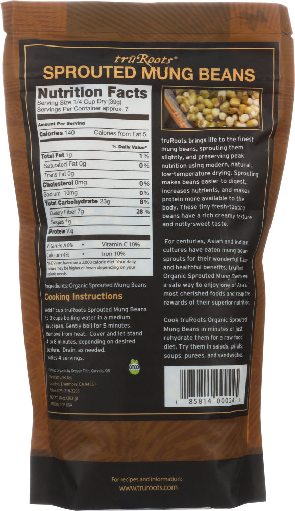 Truroots: Organic Sprouted Mung Beans, 10 Oz