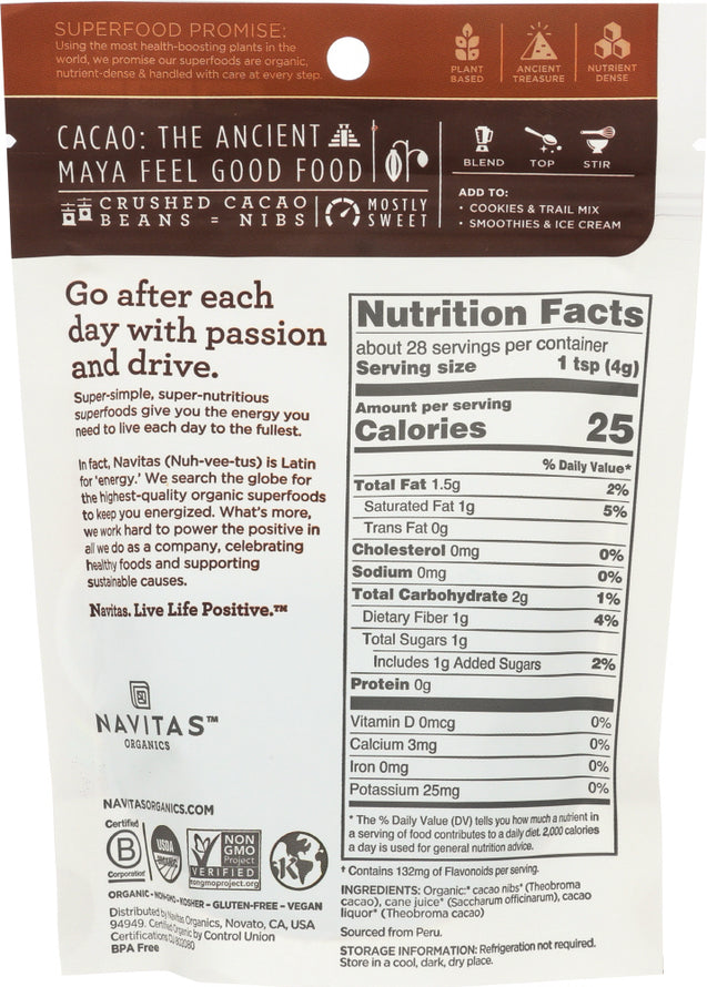 Navitas: Organic Cacao Sweet Nibs, 4 Oz