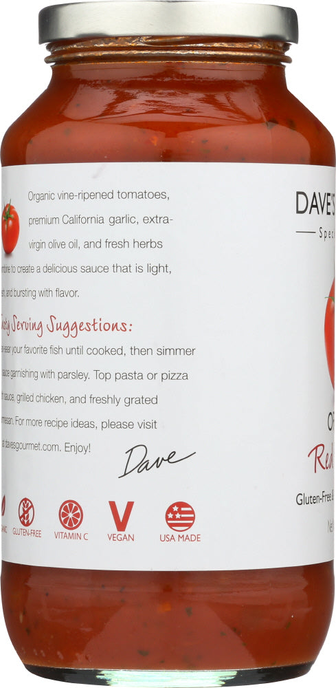 Dave's Gourmet: Organic Pasta Sauce Red Heirloom, 25.5 Oz
