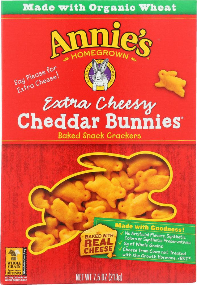 Annie's Homegrown: Cheddar Bunnies Extra Cheesy, 7.5 Oz - RubertOrganics